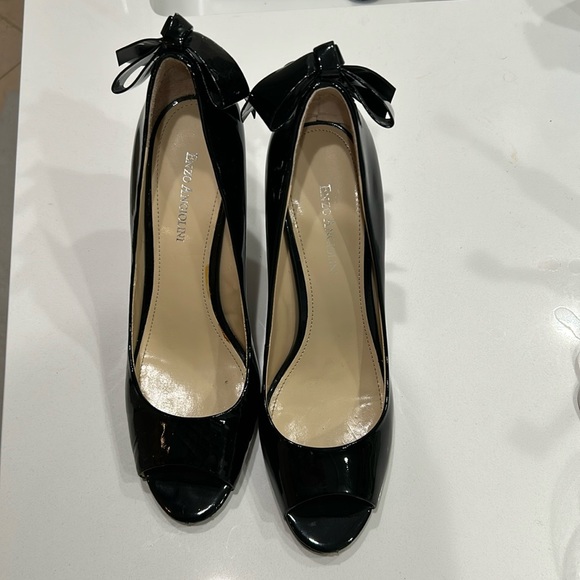 Enzo Angiolini Eamistle black patent peep toe heel - Picture 1 of 6